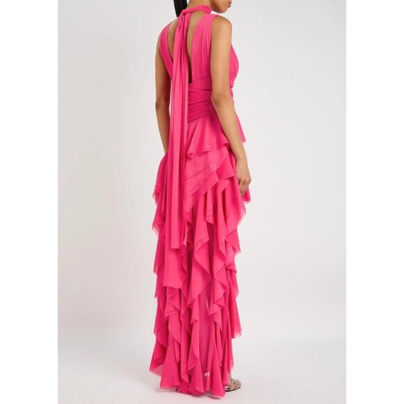 Alice + Olivia Holly Ruffle Maxi Dress With Scarf in Raspberry 2 New Womens Gown - Picture 13 of 16